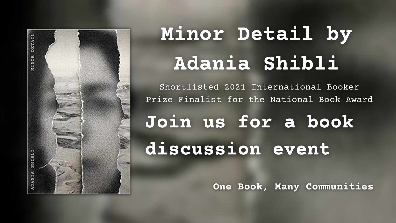 Poster for event, Book cover and text, black and white
