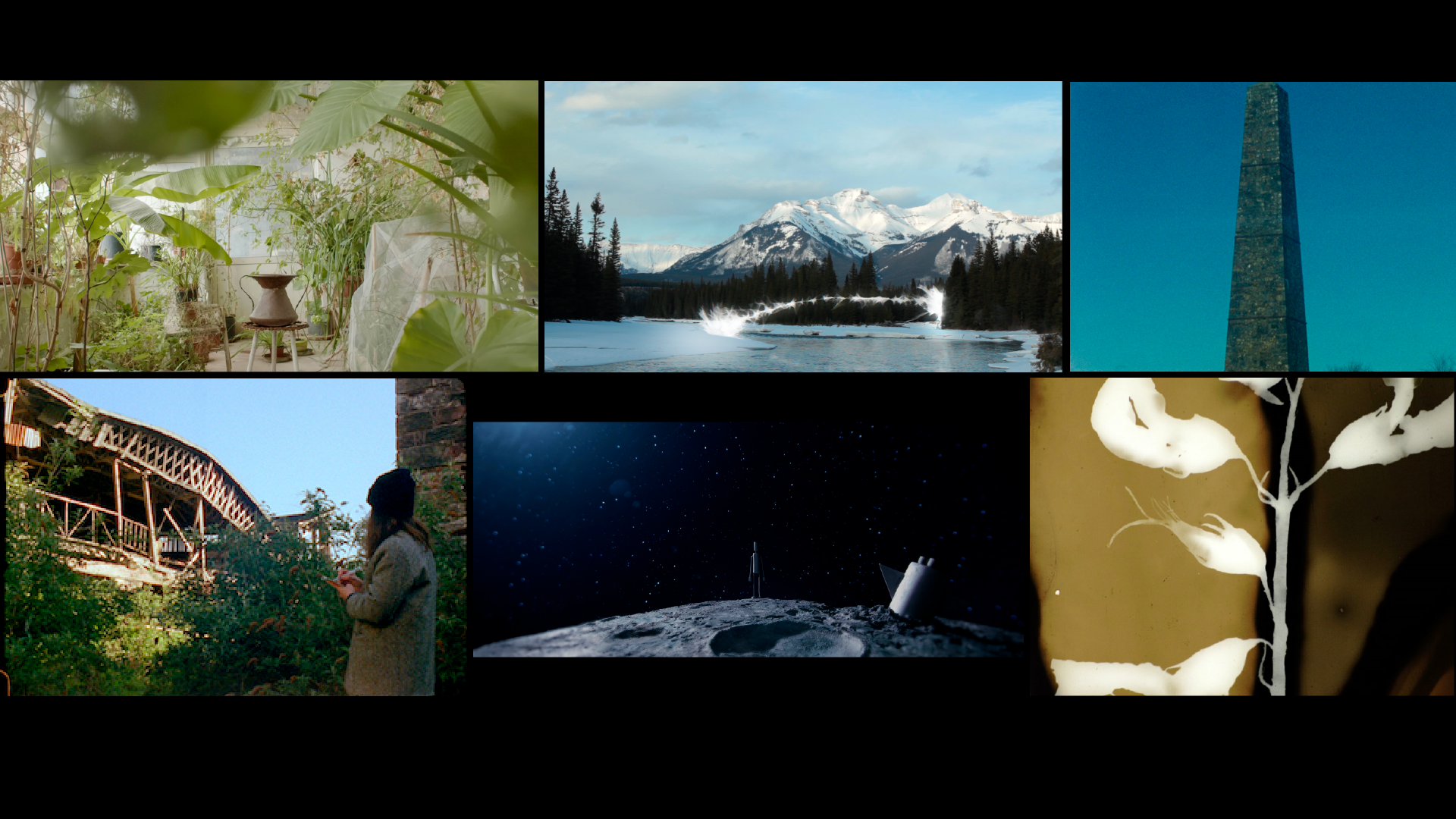 Six stills from the work in the event program.